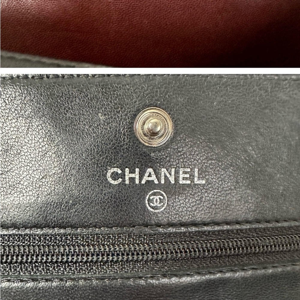 Chanel lambskin wallet on chain black with silver hardware - Picture 6 of 6